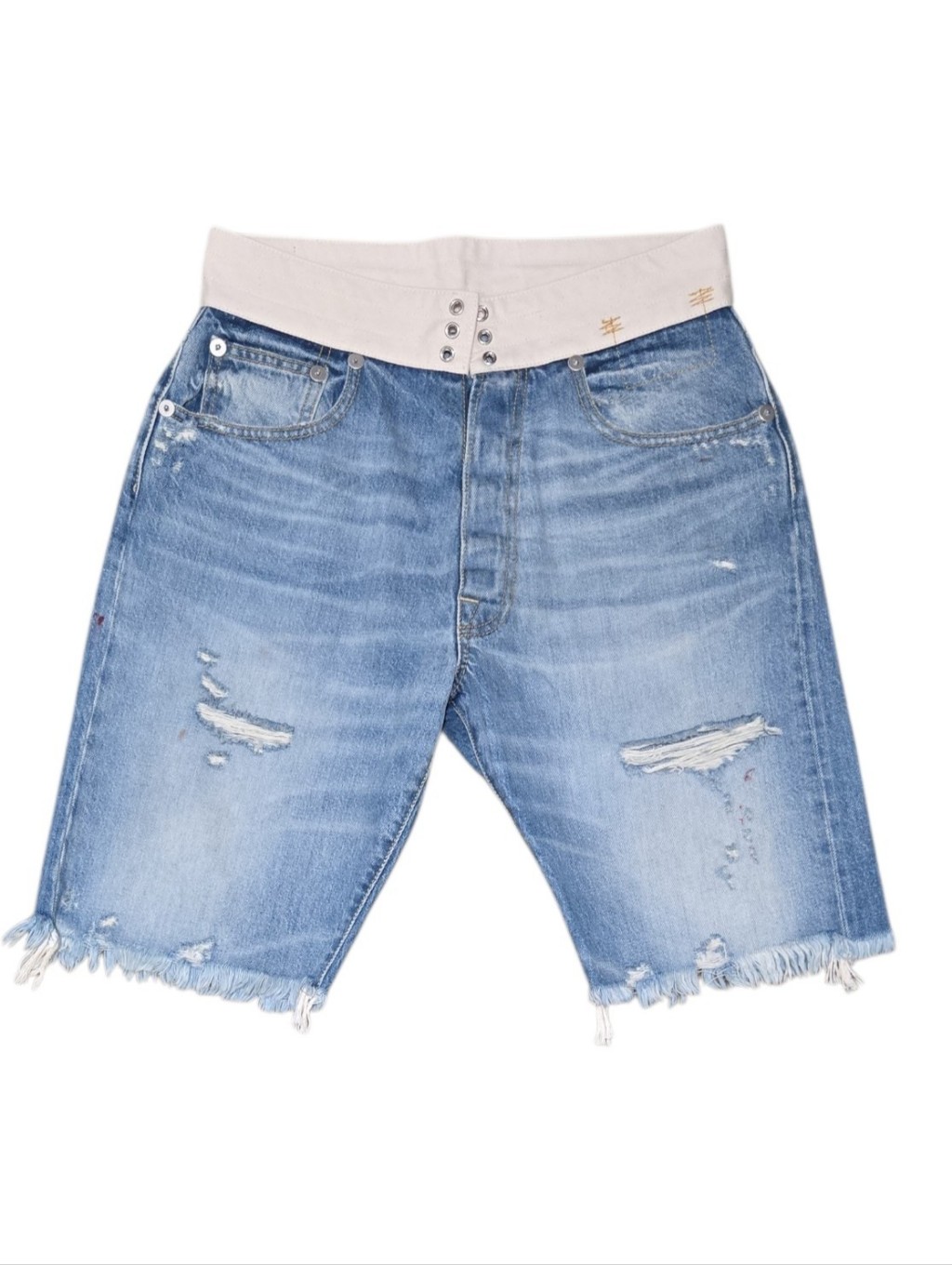 R13 S Surf Short Distressed Boardshort Corset Waistband Distressed Lace-Up Small